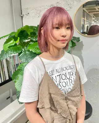 ミディアム カラー ウルフ/似合わせ レイヤー/RIHOのヘアスタイル