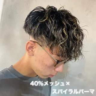 ショート カラー パーマ メンズ メンズパーマ/ メッシュ😎タクミのヘアスタイル