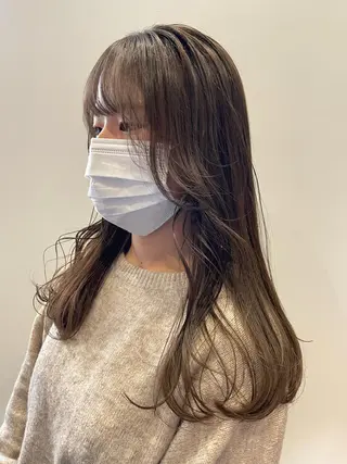 ロング カラー 韓国🩵海外ヘア 宮川華奈のヘアスタイル