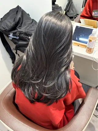 ミディアム カラー パーマ ヘアアレンジ メンズ 切りっぱなしヘア/ ブリーチなしカラー撩のヘアスタイル