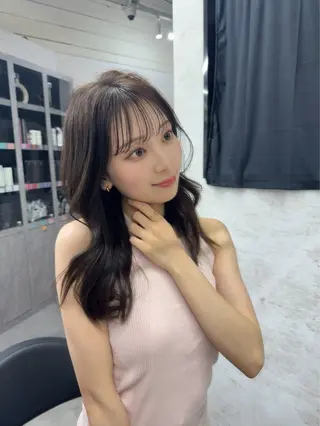 ロング カラー ブリーチなしカラー ダブルカラーエクステのヘアスタイル