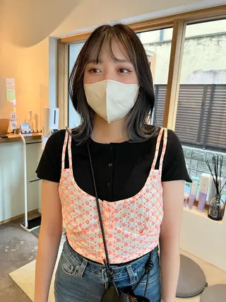 ミディアム カラー ミディアムパーマ /癖毛パーマのヘアスタイル