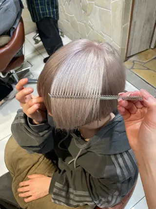 セミロング カラー ブリーチカラー🦢 ‎🤍髪質改善/池田のヘアスタイル
