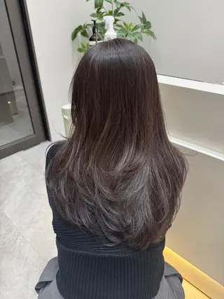 セミロング カラー COALL nex the salon所属・透け感グレージュ ふうか 渋谷のヘアスタイル