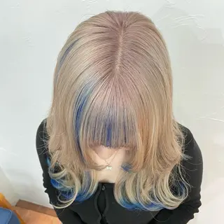 ロング カラー ブリーチなしピンク 赤井龍斗のヘアスタイル