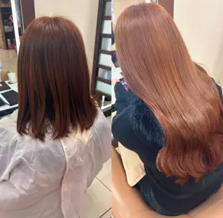 ミディアム 暖色カラー❤️横浜 エクステらん🦖のヘアスタイル