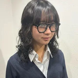 セミロング パーマ 髪質改善ストレート /暖色カラー🎀🪞のヘアスタイル