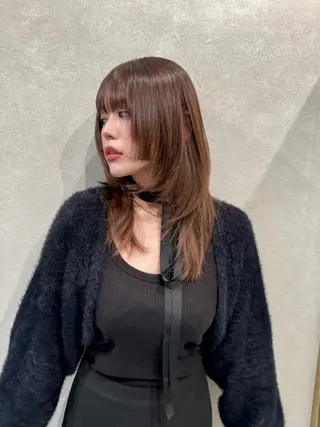 セミロング カラー 透明感/レイヤー カット🎀マコのヘアスタイル