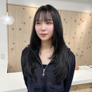 セミロング カラー 韓国ヘア/髪質改善/ レイヤー/ブラウンのヘアスタイル