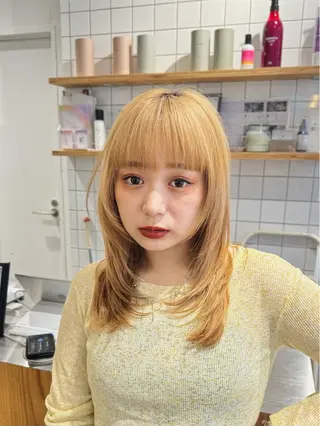 ミディアム カラー SALOWIN新宿三丁目【サロウィン】所属・レイヤー🔶髪質改善 🔶透明感カラー青木のヘアスタイル