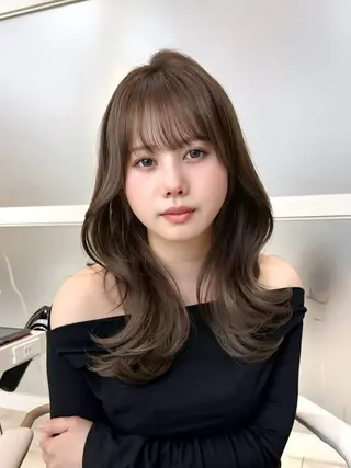 セミロング カラー 顔周り特化/韓国ヘア /レイヤー/吉野幸大のヘアスタイル