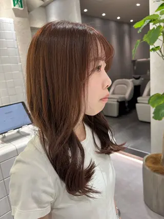 セミロング カラー SALOWIN 新宿三丁目me+所属・レイヤー/ボブ/ 髪質改善/石井ハルカのヘアスタイル