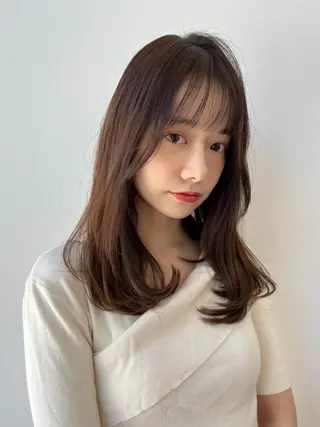 ミディアム カラー 佐藤 悠衣/透明感 カラー/似合わせ前髪のヘアスタイル