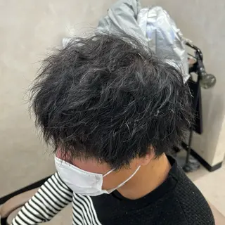 ミディアム パーマ メンズ 竹内 滉太のヘアスタイル