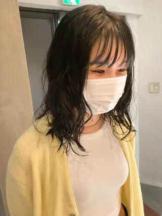 セミロング パーマ 🛑柔らか透明感 カラー🛑大谷のヘアスタイル