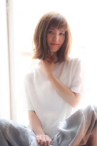 ミディアム カラー パーマ ヘアアレンジ ネイル マツエク・マツパ eyelush color world庄内駅前所属・シールエクステ／豊中 吉田孝司のヘアスタイル