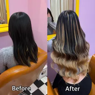 ロング シール＋ちび編み込み エクステ梅田🐨のヘアスタイル