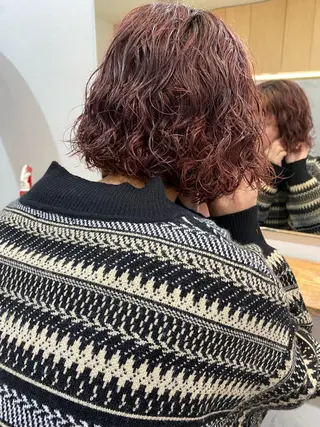 ショート カラー パーマ 森貴裕/ベージュ/ パーマ/オリーブのヘアスタイル