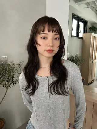 セミロング 頭皮につけないカラー /白髪ぼかし/実加永のヘアスタイル