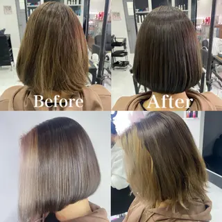 ショート カラー 髪質改善×矯正🫧 韓国ヘアasamiのヘアスタイル