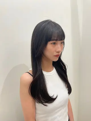 ロング 蜂須賀🐝縮毛矯正 ストレートパーマのヘアスタイル