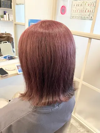 ミディアム カラー ブリーチ毛縮毛矯正 長谷川のヘアスタイル