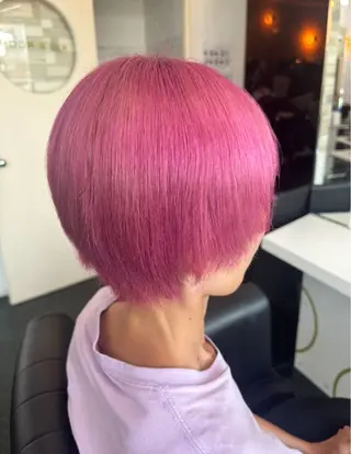 ショート カラー 🎀透明感×ちゅるん ピンク🎀ゆきののヘアスタイル