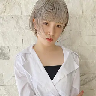 ミディアム カラー Piaコータロー ハイトーン&‪ボブのヘアスタイル