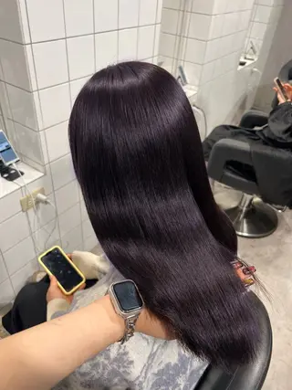 ロング カラー 暗髪🩶ラベンダー/ ブルー/ユウナ🤍のヘアスタイル