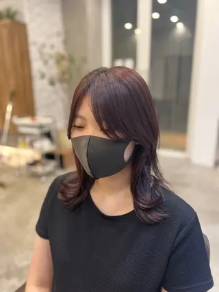 ミディアム ボブ/レイヤー/ 縮毛矯正/オオバコのヘアスタイル