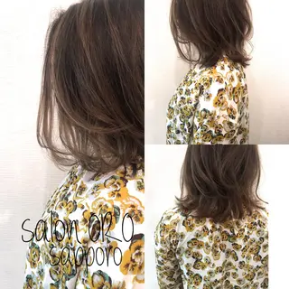 ミディアム カラー 平川 友希子のヘアスタイル