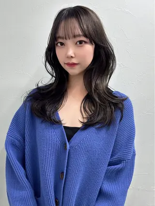 セミロング カラー 映える顔周りカット ♥️韓国ヘア"ちぇるのヘアスタイル