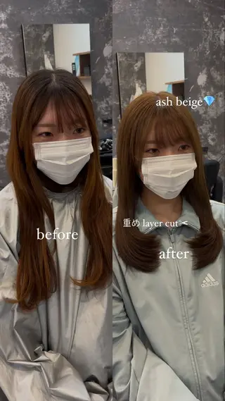 セミロング レイヤーカット/韓国 ヘア/LILICAのヘアスタイル
