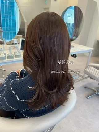 セミロング カラー 美髪矯正/髪質改善/ 艶髪🤍伊藤梨紗のヘアスタイル