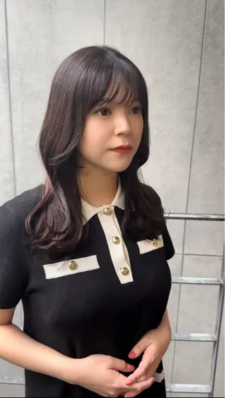 セミロング カラー パーマ ヘアアレンジ VIVIE【ヴィヴィ】所属・髪質改善/韓国風 レイヤー/田村祐樹のヘアスタイル