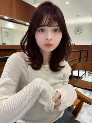 ミディアム カラー 韓国風/艶カラー/ 透明感/水野啓太のヘアスタイル