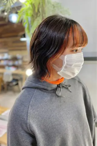 ミディアム カラー 菊地 紗矢のヘアスタイル