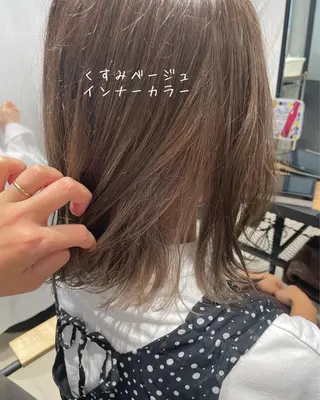 ミディアム 暖色カラー🍊 ボブ🌿顔周りcutのヘアスタイル