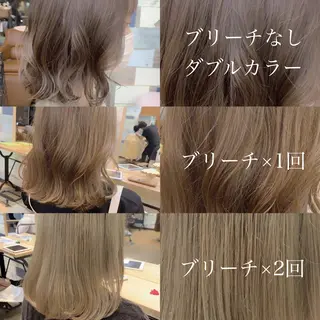 ミディアム カラー ブリーチなし Wカラー🩷星野翔太のヘアスタイル