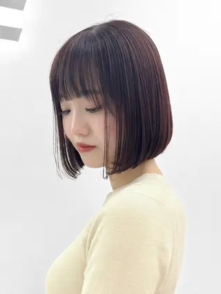 ミディアム カラー ヘアアレンジ 盛れるボブ🤍 縮毛矯正🤍ひかりのヘアスタイル
