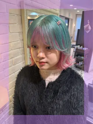 ミディアム カラー ヘアアレンジ ブリーチ♡メンズ マッシュ♡MIUのヘアスタイル