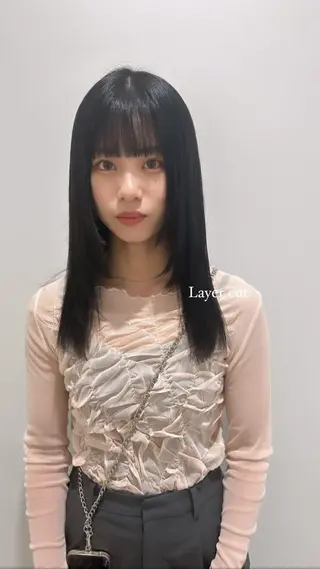 ロング カラー 顔周りレイヤー 🎀マリノのヘアスタイル