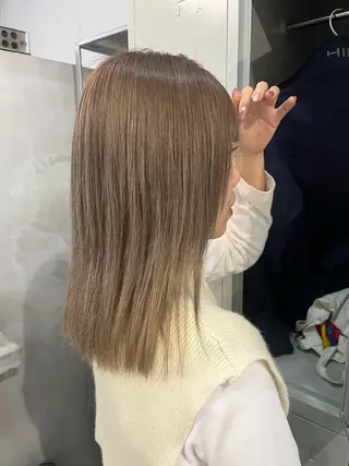 セミロング カラー ブリーチなしカラー ダブルカラーエクステのヘアスタイル