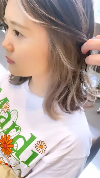 ミディアム カラー ブリーチ＆縮毛矯正 🧸tomoki🧸のヘアスタイル