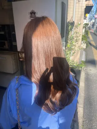 ロング カラー 艶髪/ハイトーン/ ヘアセット/モエノのヘアスタイル