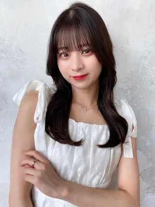 セミロング カラー 顔周り/くびれヘア 韓国ヘア💕風間るなのヘアスタイル