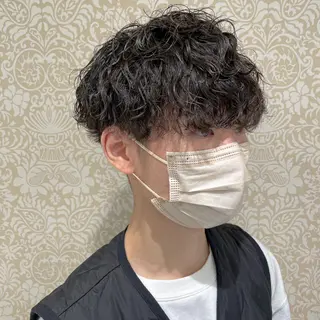 ショート パーマ メンズ 暖色系カラー🍊 オオネヨシナリのヘアスタイル