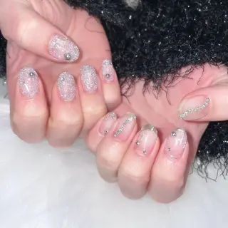 ネイル ゴテゴテ💙ワンホン リオナのネイルデザイン