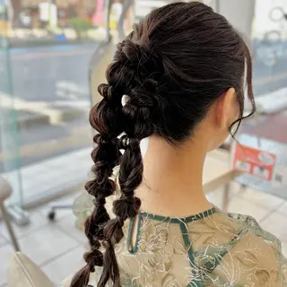 ロング ヘアアレンジ ブリーチ/ヘアセット 【𝙍𝙞𝙣𝙤】のヘアスタイル