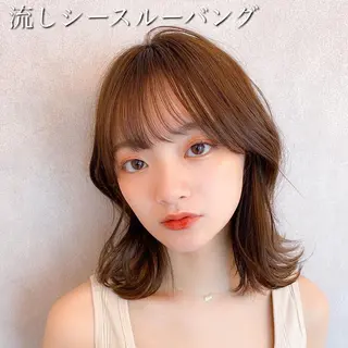 ミディアム カラー 新宿/韓国風レイヤー 髪質改善/渋谷直樹のヘアスタイル